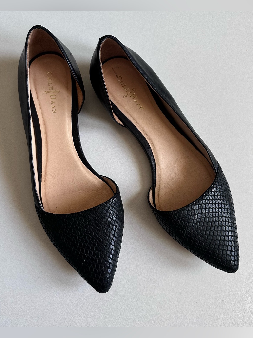 Cole Haan Amalia D’orsay Black Textured Flat Shoes Size 7b